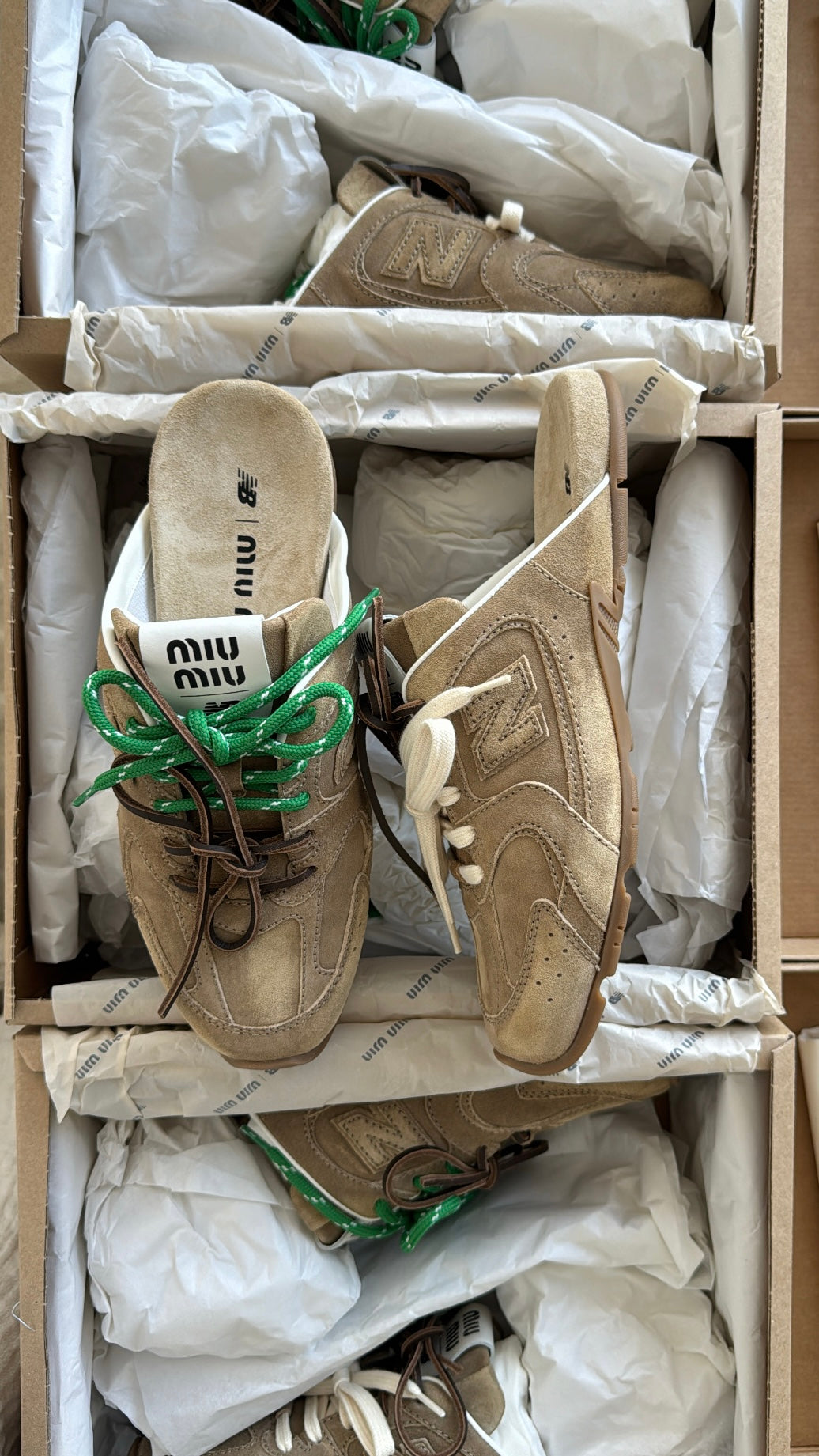 New Balance X Miu Miu 530 SL faded suede mules