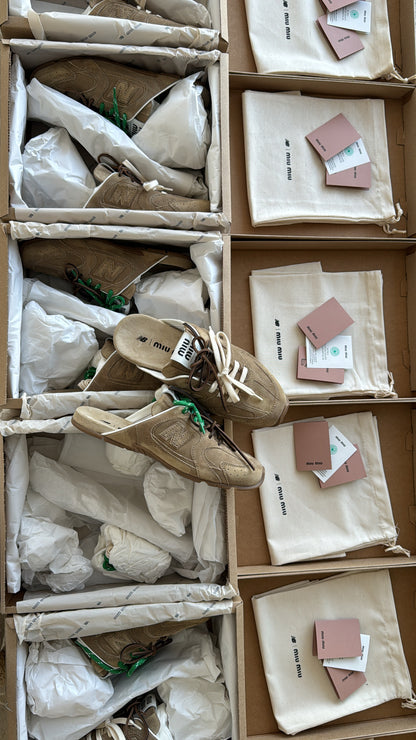 New Balance X Miu Miu 530 SL faded suede mules
