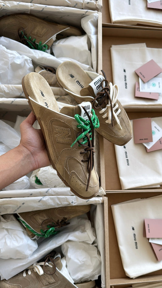 New Balance X Miu Miu 530 SL faded suede mules