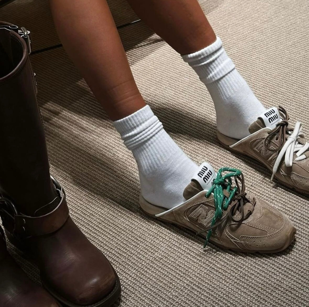 New Balance X Miu Miu 530 SL faded suede mules